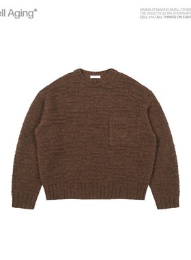 Cell Aging* 25秋冬 厚款复古口袋纹理宽松厚重套头圆领针织毛衣