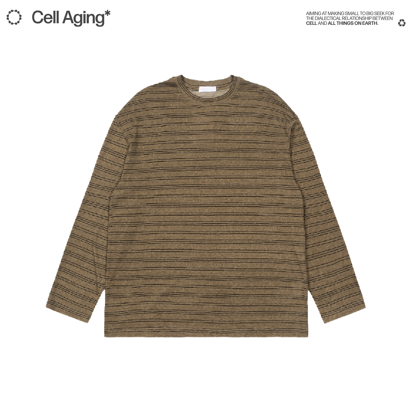 CELLAGING圆领套头条纹长袖T恤