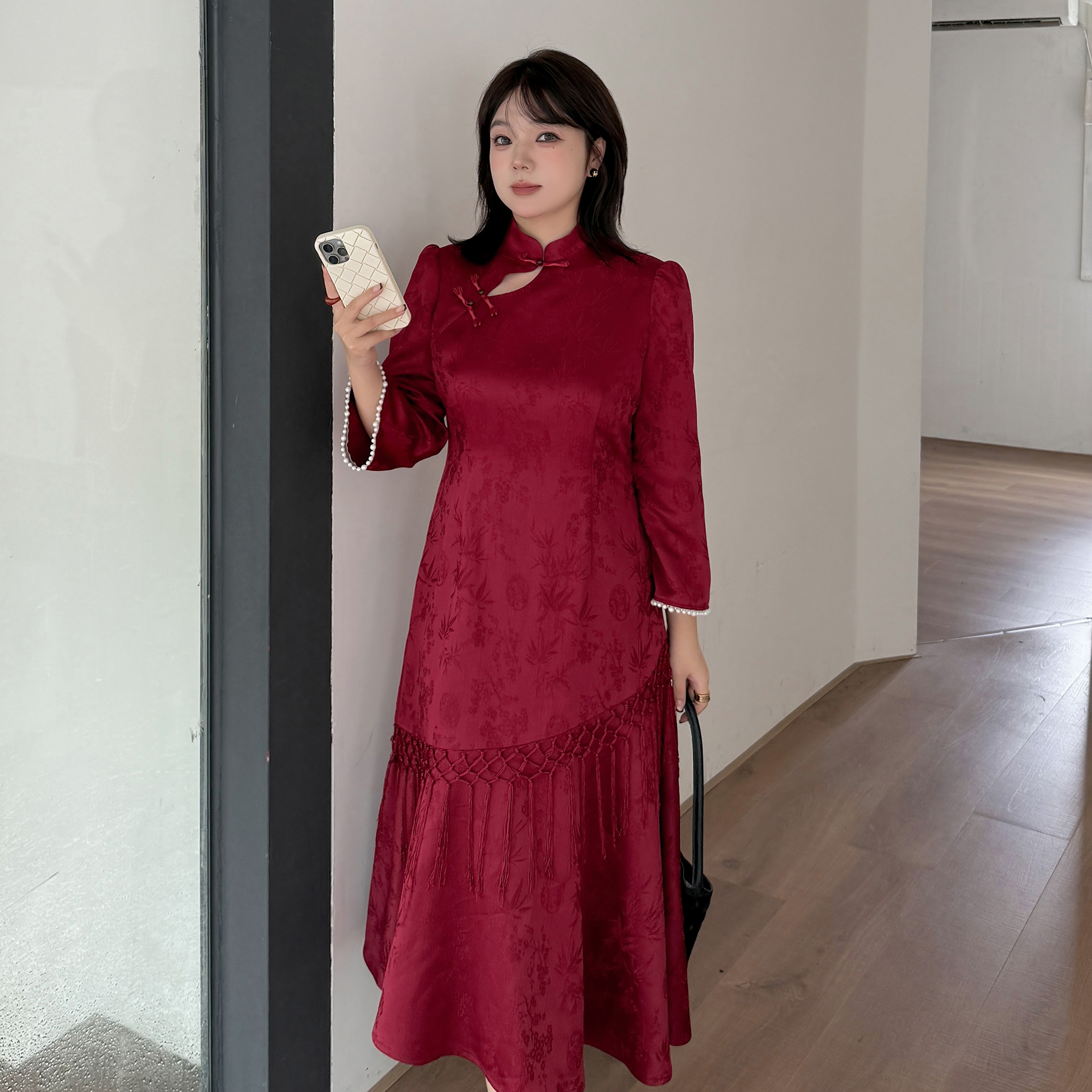 胖mm大码女装新中式国风连衣裙