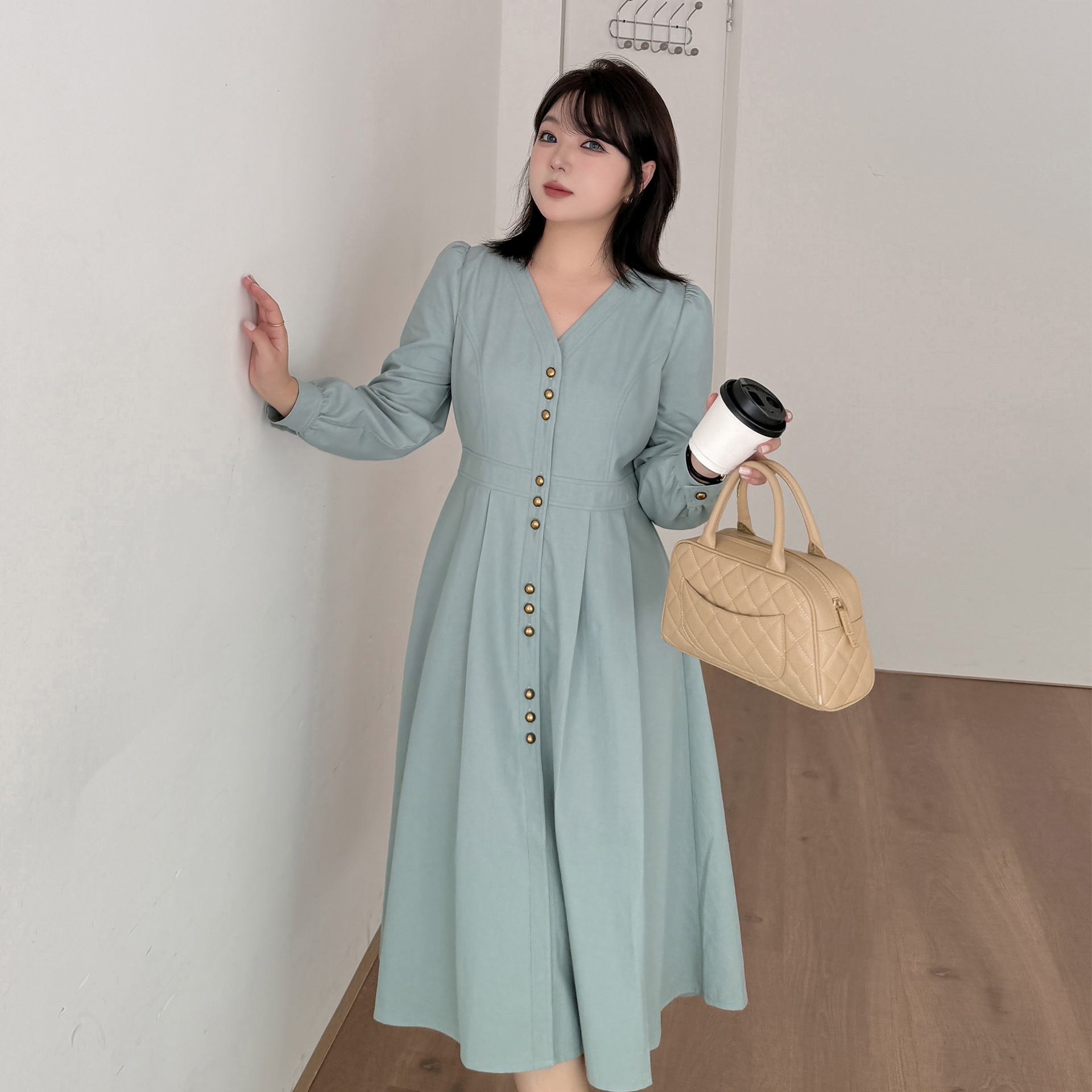 胖mm大码女装韩版收腰显瘦连衣裙