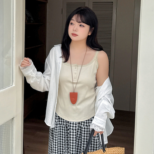 辣妹设计感外穿内搭打底上衣背心 胖mm蕾丝吊带2025夏款 大码 女装