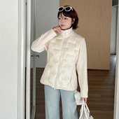 女装 韩版 修身 胖mm大码 立领羽绒服2025冬款 200斤拼接保暖连帽外套