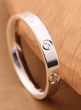 999纯银戒指女款指环闪星星高档简约高级感订婚求情刻字礼物奥芙