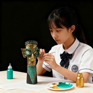 三星堆铜人黄金面具diy粘土材料博物馆历史文物模型文创手工作业