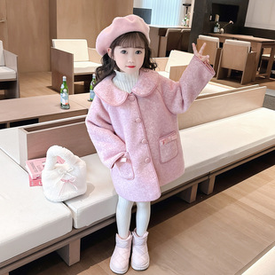 儿童毛呢大衣秋冬季2025新款韩版女宝宝洋气加绒加厚呢子外套
