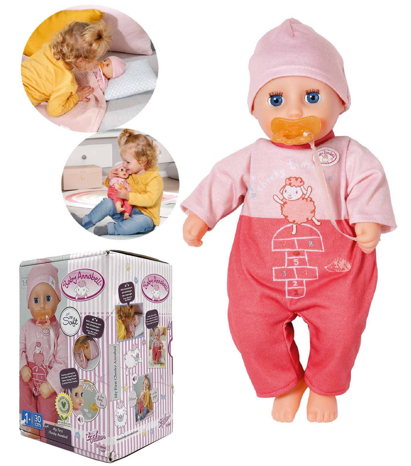 zapf夏芙baby annabell发声效笑闭眼睛申舌头吐奶嘴安抚仿真娃娃