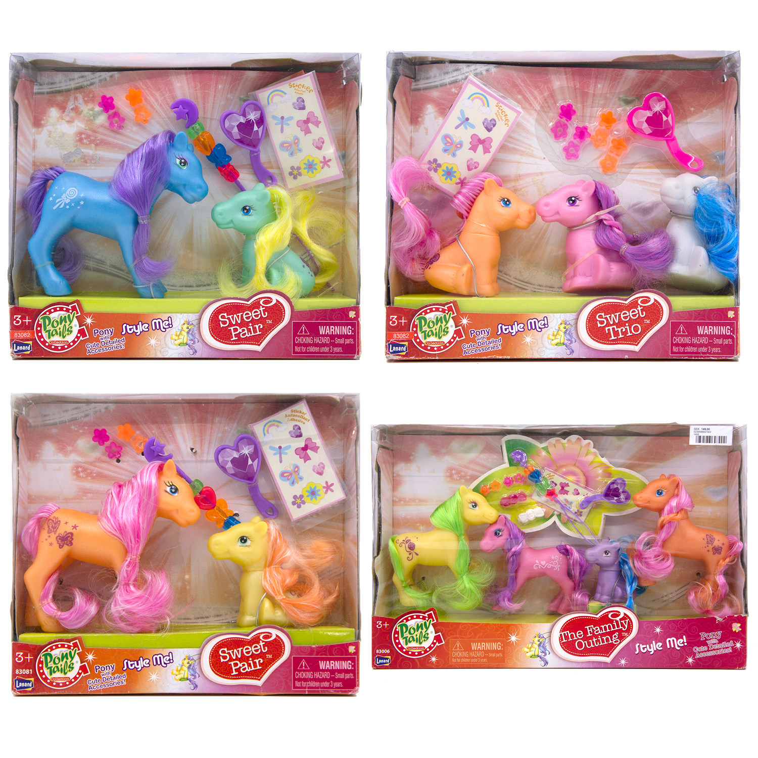 lanard pony tails梳头仿真大小马爸妈宝宝家庭组合二三四个套装