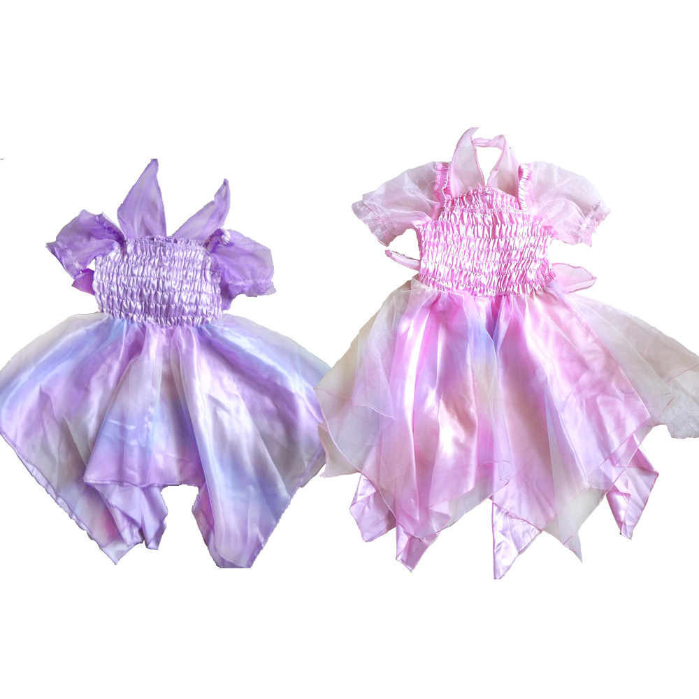 欧美品牌 儿童角色扮演出服装天使泡泡袖连衣裙纱裙公主裙带翅膀