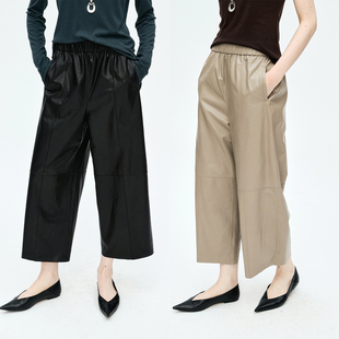 MRS Studios 进口绵羊皮 ROW风 复古老钱九分阔腿皮裤