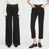 MRS 及地阔腿牛仔裤 Studios 莱卡科技BLACKMAX黑抓绒九分直筒