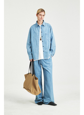 MRS Studios 意大利Berto轻雪花水洗ROW牛仔衬衫/抽绳牛仔空气裤