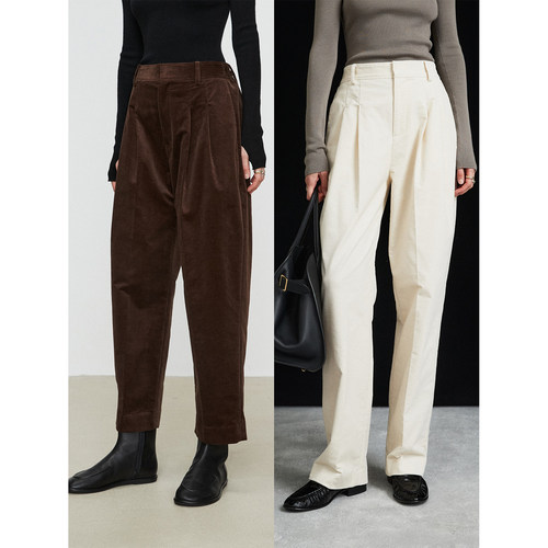 高腰休闲灯芯绒奶奶休闲裤