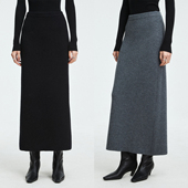 美利奴羊毛双元 MRS Studios 宝针百搭H型后开衩ROW风针织长半裙