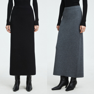 宝针百搭H型后开衩ROW风针织长半裙 美利奴羊毛双元 MRS Studios