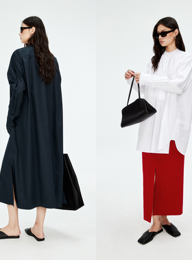 MRS Studios 纯棉舒适慵懒气质塔克压褶工艺 立领衬衫/衬衫连衣裙