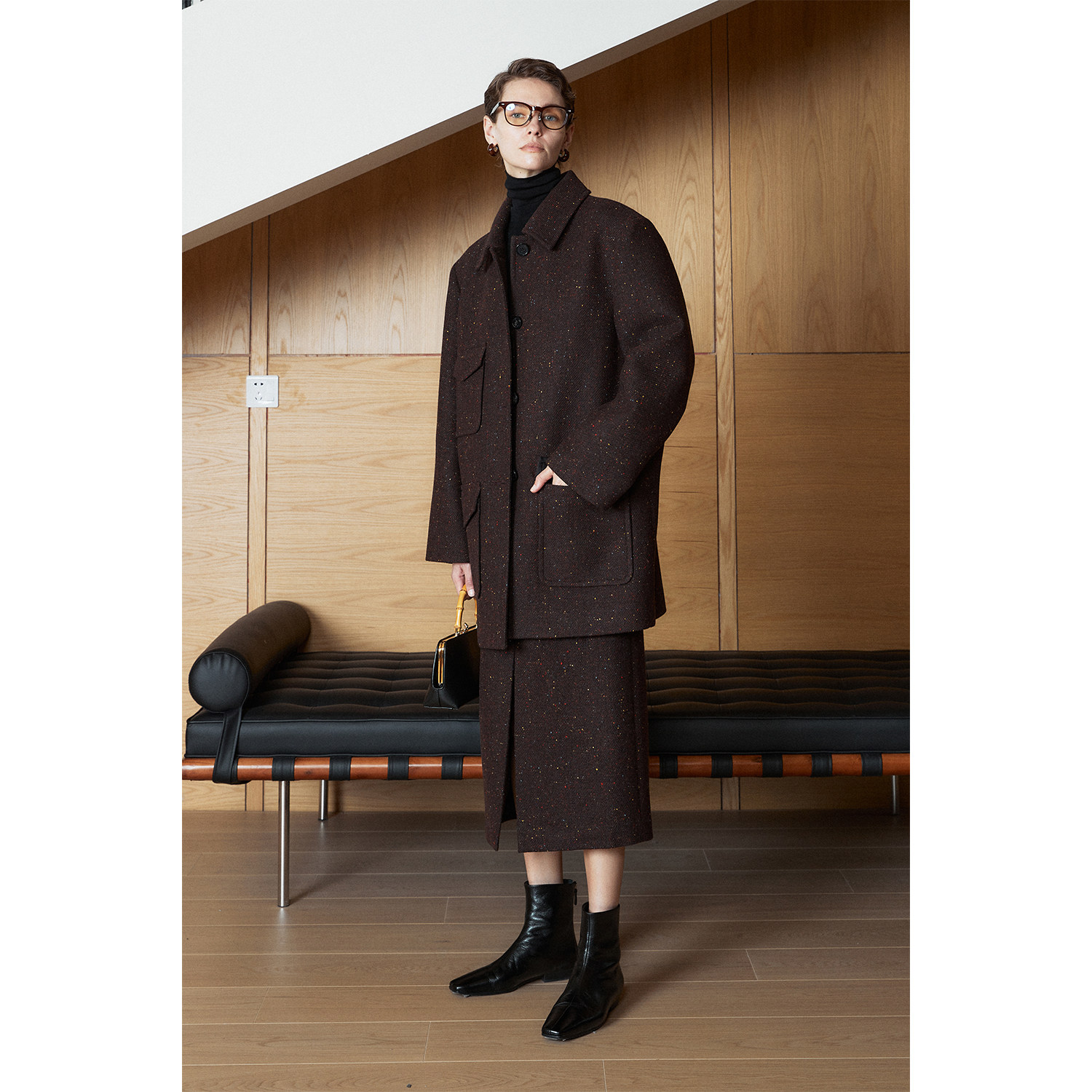 复古时髦90s美拉德彩点猎装外套