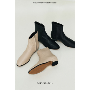 MRS 进口胎牛皮ROW风气质时髦短靴 Studios