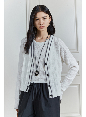 MRS Studios 强捻棉纱BC经典老钱风绞花针织背心开衫套装