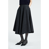 MRS 人字纹羊毛A字伞裙半身裙 Studios 复古赫本风立体伞摆