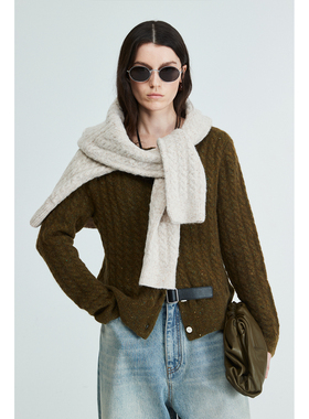 MRS Studios 意大利進口Lin*apiu羊驼毛点子纱绞花奶奶毛衣开衫