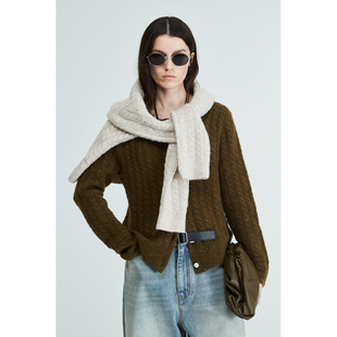 apiu羊驼毛点子纱绞花奶奶毛衣开衫 意大利進口Lin Studios MRS