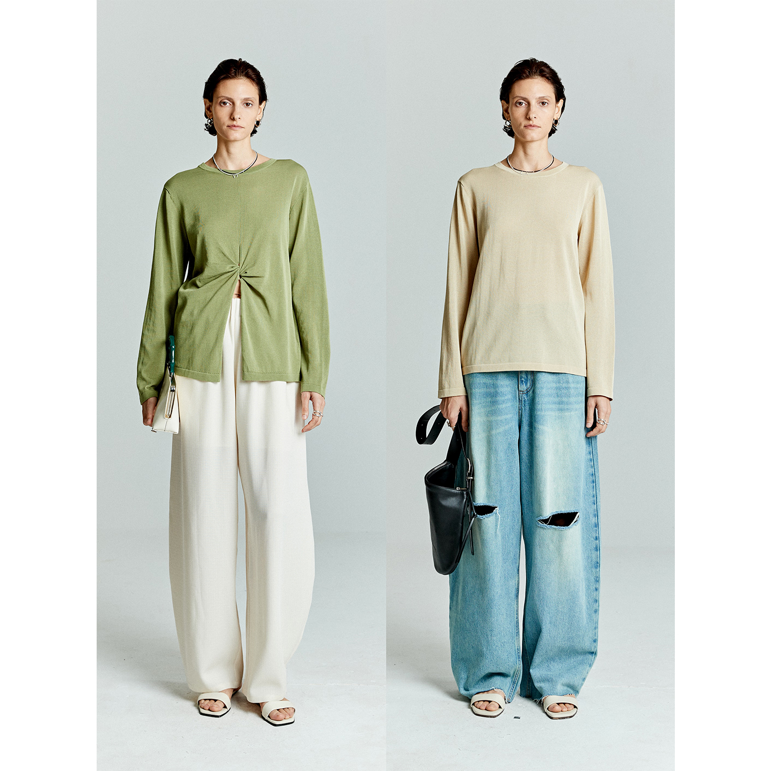 进口三醋酸棉立体扭结长袖罩衫