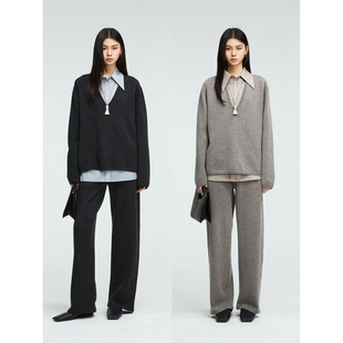 Studios 及地长裤 康赛妮羊毛羊绒慵懒ROW风 毛衣 深V领针织衫 MRS