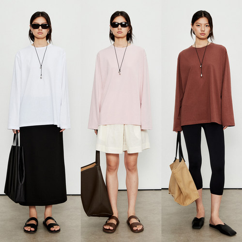 MRS Studios 百搭B入 轻薄雪花棉舒适亲肤 宽松圆领长袖T恤