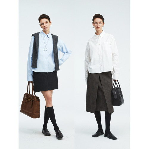 真丝棉短款牛津纺衬衫