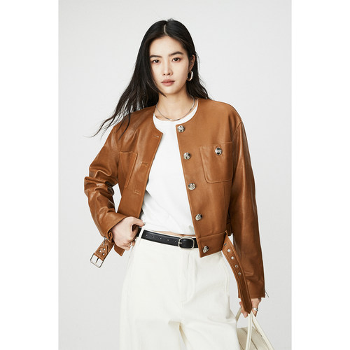 土耳其绵羊皮机车猎装夹克皮衣