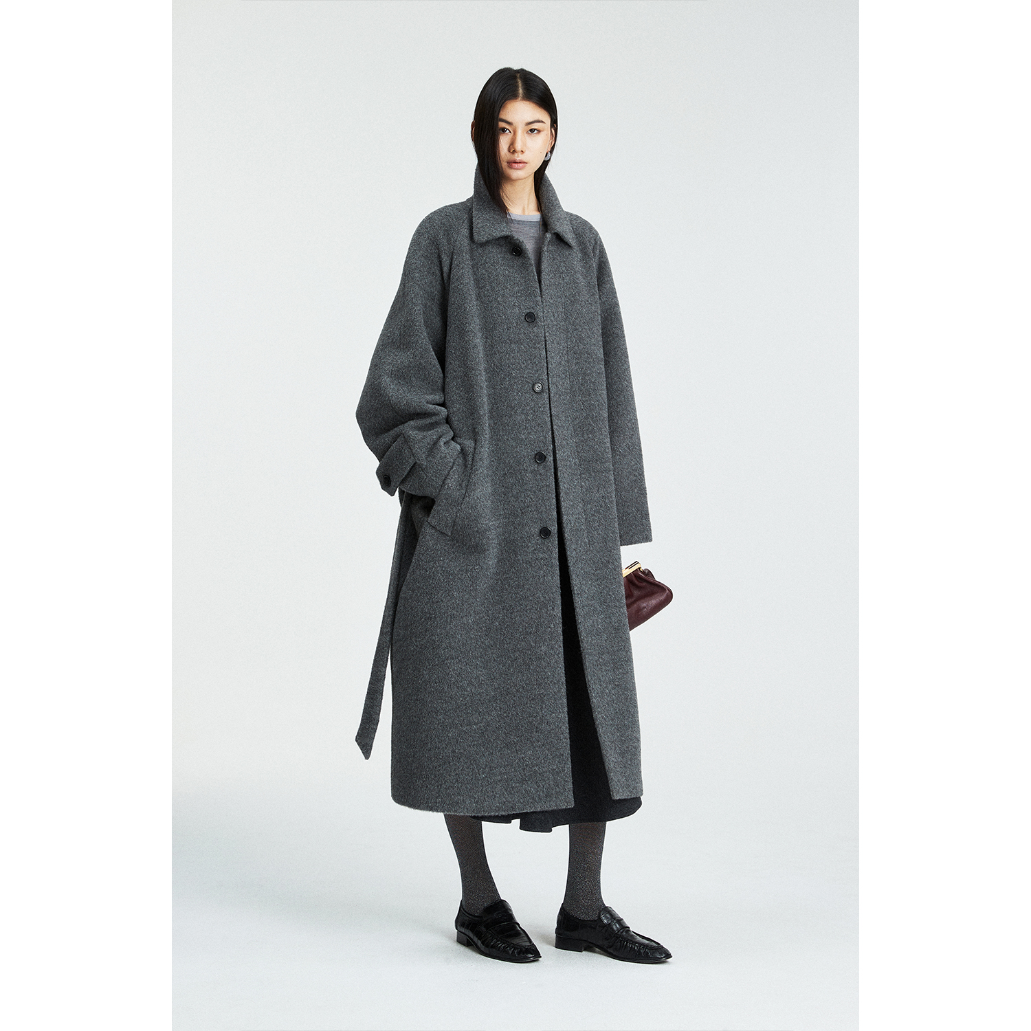 MRS Studios 意大利進口supermoda羊驼毛单排扣巴尔玛肯苏力大衣