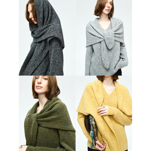 MRS Studios康宝莱混色花纱ROW复古油画感时髦造型针织大三角围巾