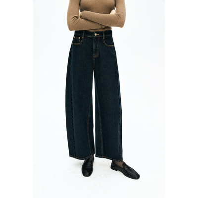 MRS Studios 侧缝前移 加厚抓绒莱赛尔牛仔 茧型 秋冬保暖牛仔裤