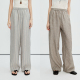 松紧腰直筒条纹亚麻长裤 MRS Studios