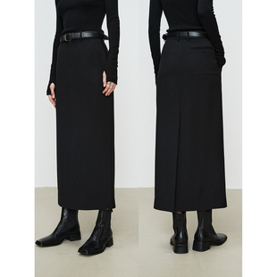 極简超长H型直筒后开叉显瘦休闲西装 精仿羊毛 半裙 Studios MRS
