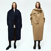 MRS 圆弧边围巾 外套大衣 Studios 羊毛羊绒双面呢極简微茧型长款