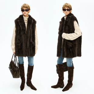 MRS Studios 西班牙进口托斯卡纳皮毛一体 中长款皮草马甲