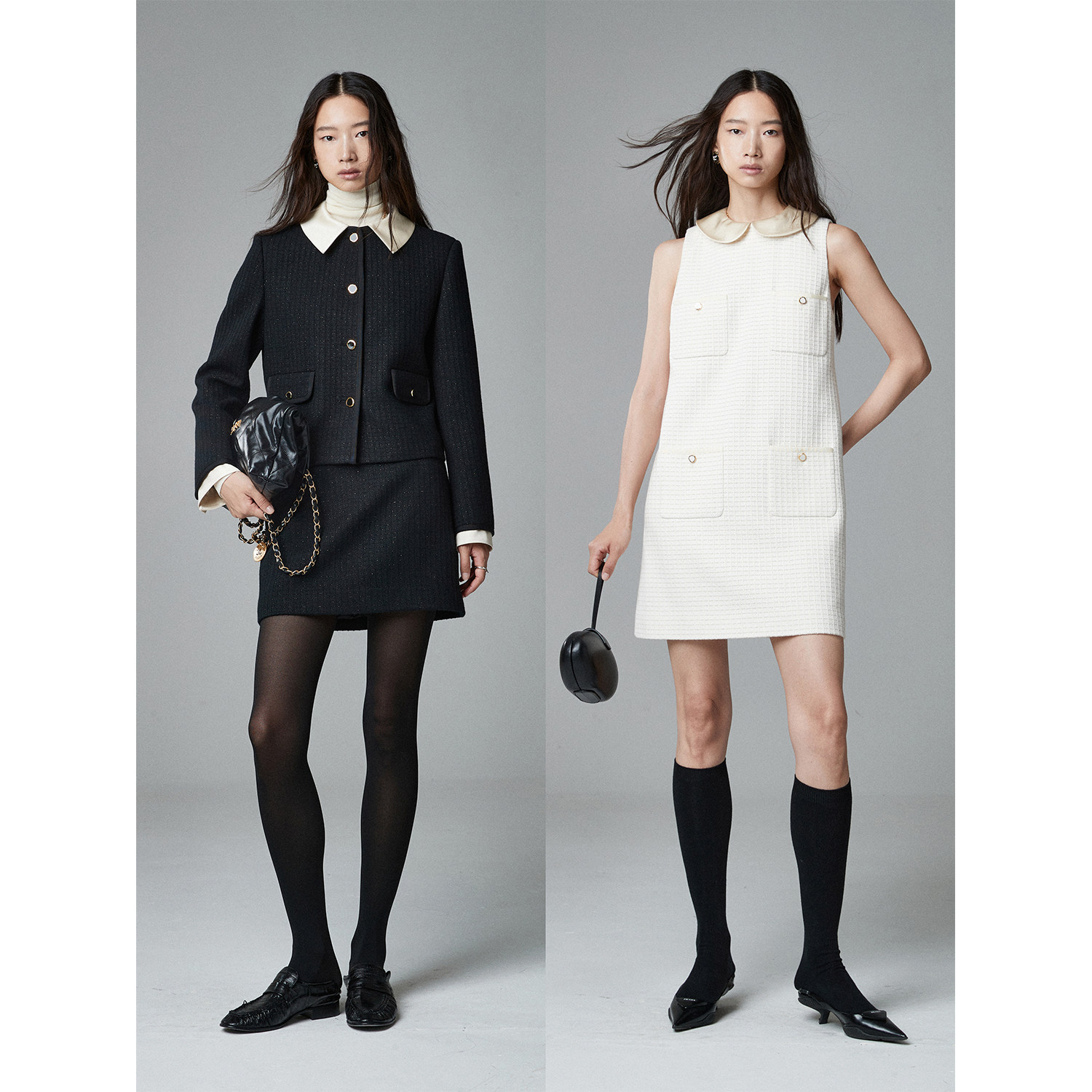 MIU风可拆卸领小香短外套