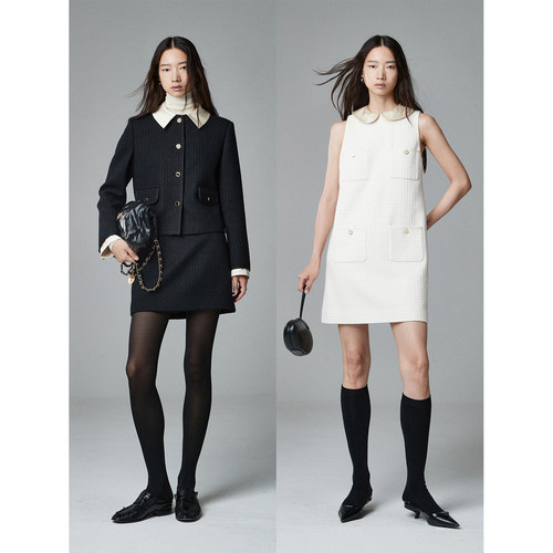 MIU风可拆卸领小香短外套