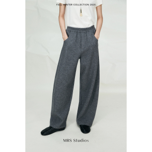 休闲羊毛长裤 松紧腰针织羊毛弯刀裤 Studios MRS