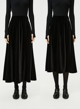 MRS Studios VTG复古百搭优雅韩国进口细腻不倒绒显瘦丝绒半身裙