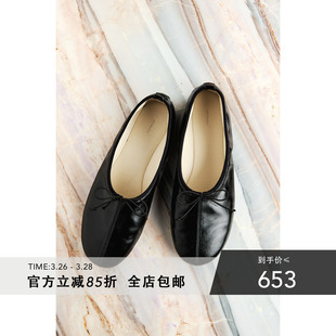 圆头芭蕾舞单鞋 微皱胎牛皮微弹螺纹橡筋蝴蝶结菲比款 Studios MRS