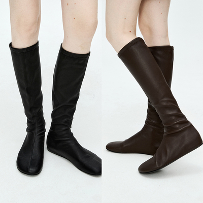 MRS Studios 简约时髦  进口柔韧弹力羊皮 百搭高筒靴袜靴瘦瘦靴
