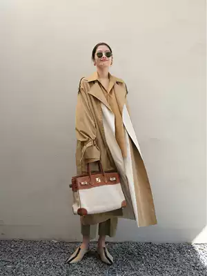 MRS Studios aura full-open ji Jane fashion temperament medium and long version of the color tie-up belly coat coat