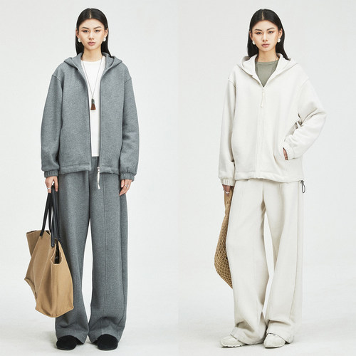 磨毛加绒保暖休闲卫衣卫裤套装