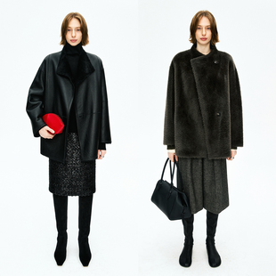 「原链接购买新增经典 黑」法国livarot美丽奴羊皮毛一体皮草外套