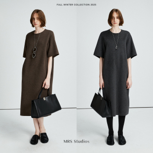 宽袖 MRS 極简ROW风短袖 羊毛混纺廓形显瘦 时髦懒人连衣裙 Studios