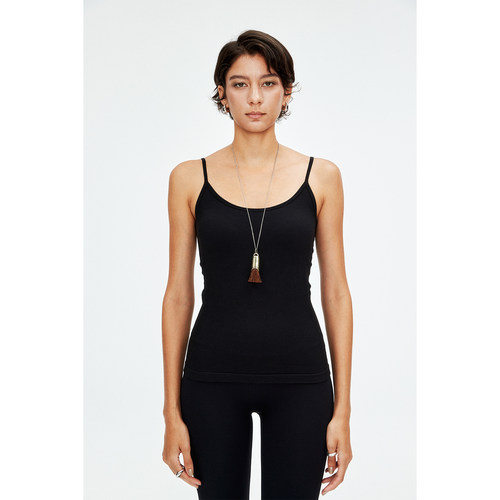 坑条修身防透固定胸垫背心吊带