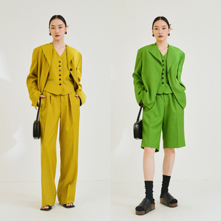 Studios 翻领西装 精纺羊毛抗皱爽滑 短款 时髦Ji简背心马甲 MRS