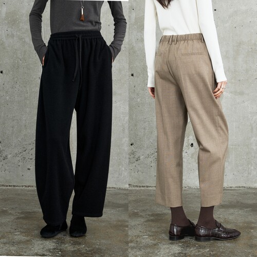 MRS Studios 意大利進口marzotto羊毛松紧腰抽绳立裁九分休闲西裤